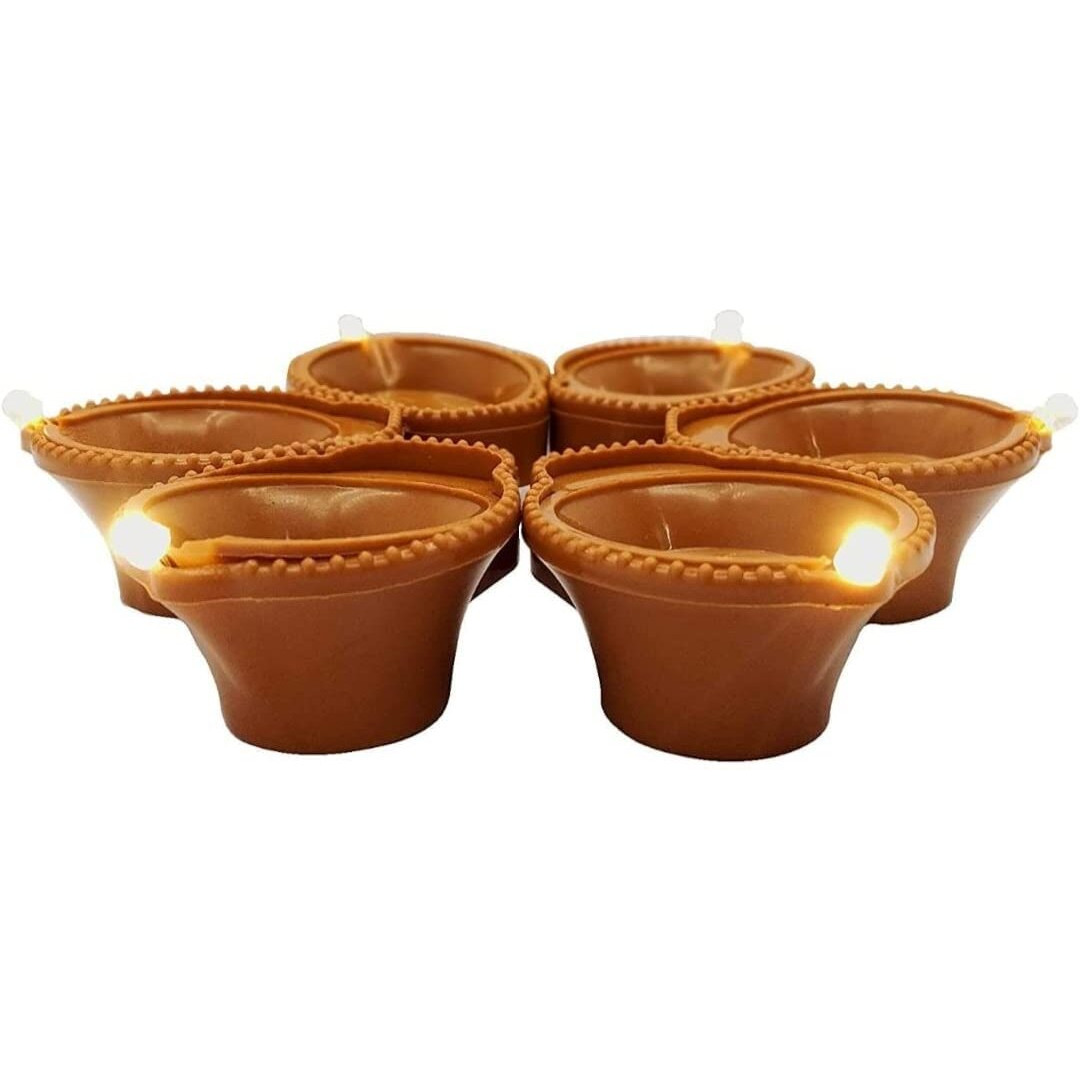 Eopzo Water Sensor Led Diyas Candle with Water Sensing Technology E-Diya, Warm Orange Ambient Lights, Battery Operated Led Candles for Home Decor, Festivals Decoration 6pcs