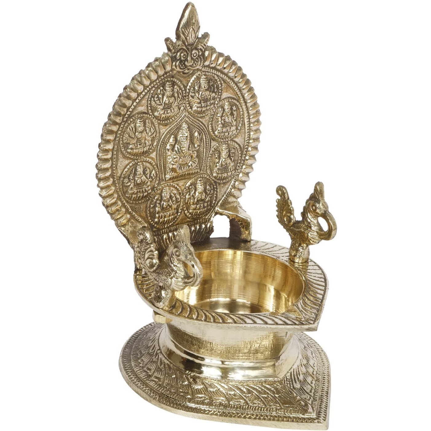 Artvarko Big Brass Astalakshmi Oil Diya with Ganesha for Home Decor Pooja Decorative Deepak Diwali Puja Gift 7 Inch