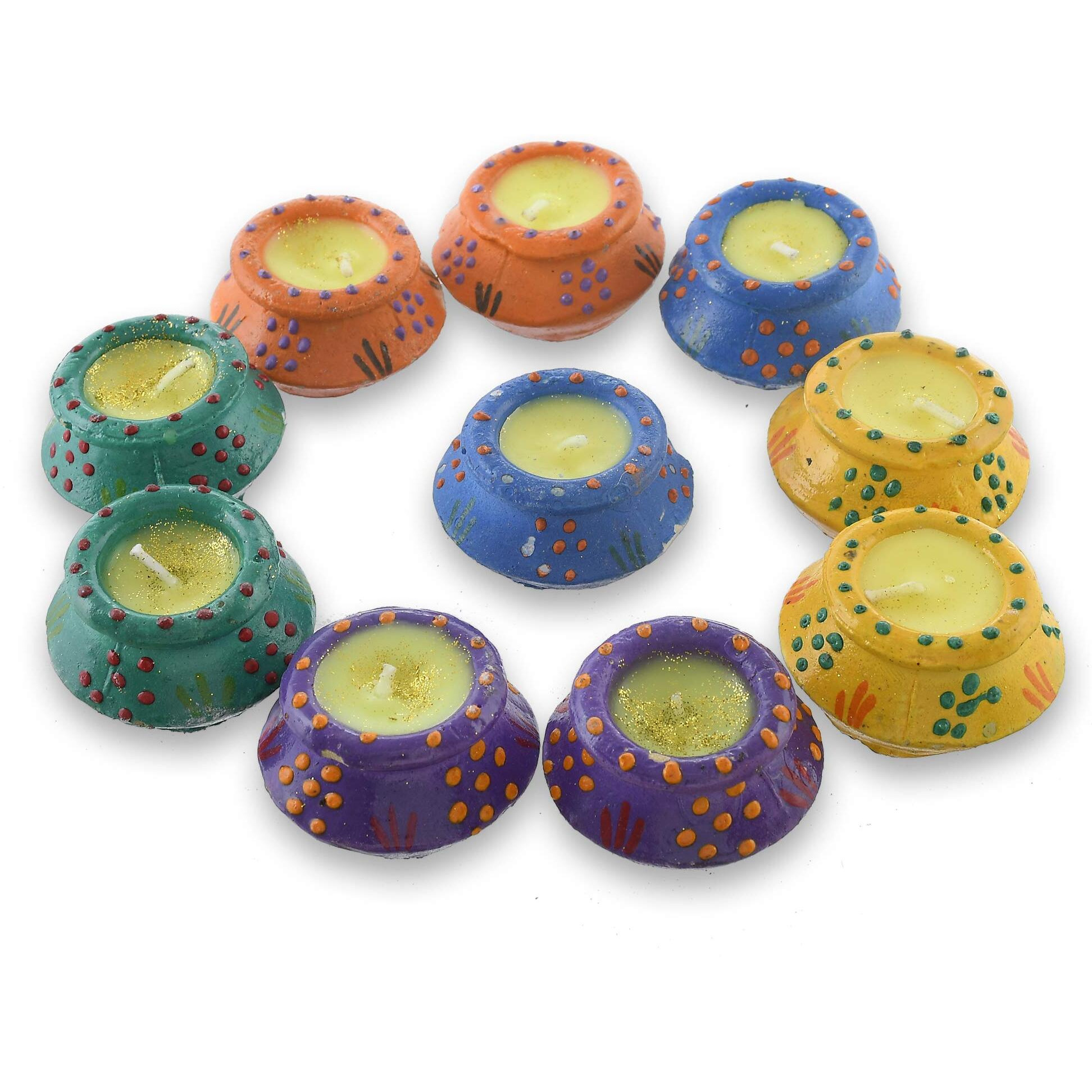 Perpetual Matki Diya for Diwali Decoration Handmade Earthen Clay Terracotta Decorative Diya 10 Pcs Set Tealight Candle Festival Diya Oil Lamps.