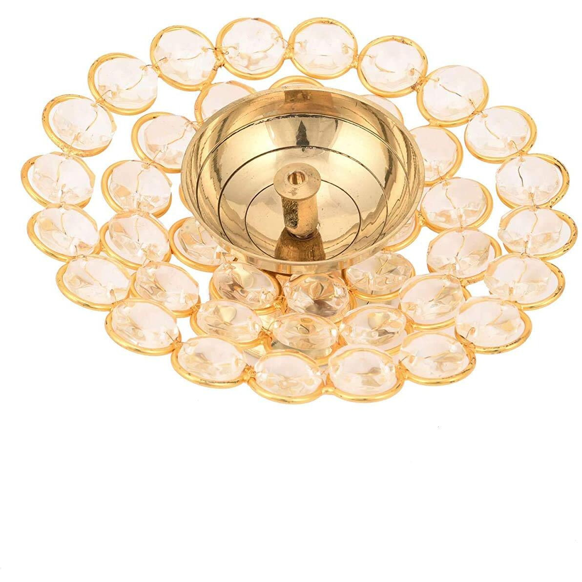 DXYZ Crystal Round Gold Akhand Diya (1, Medium)