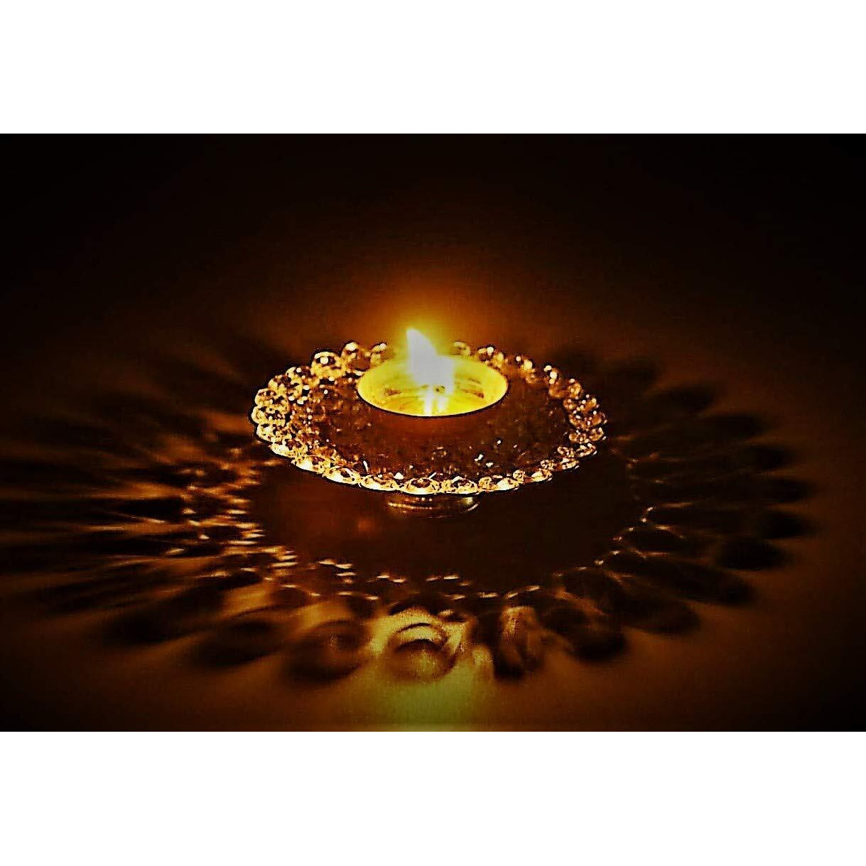 DXYZ Crystal Round Gold Akhand Diya (1, Medium)