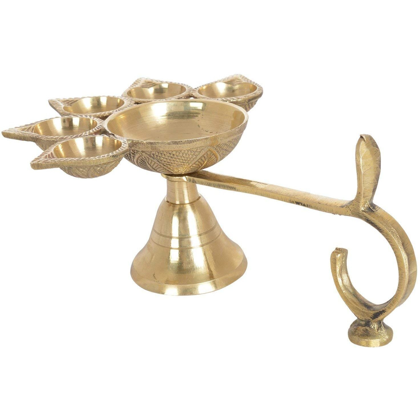 Santosh Bhakti Bhandar Brass Diya (20.5 x 13 x 9 cm, Gold)