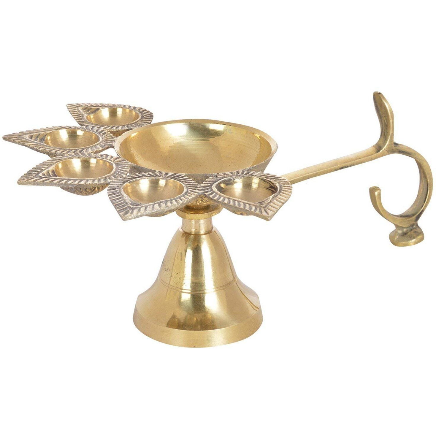 Santosh Bhakti Bhandar Brass Diya (20.5 x 13 x 9 cm, Gold)