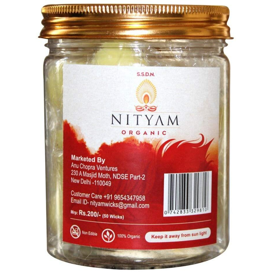 Nityam wicks soaked in pure cow ghee Ghee Wicks/Readymade Ghee Cotton Wicks/Diya Batti/Puja Batti/Jyot Batti for Pooja (Pack of 2 (50 wicks))