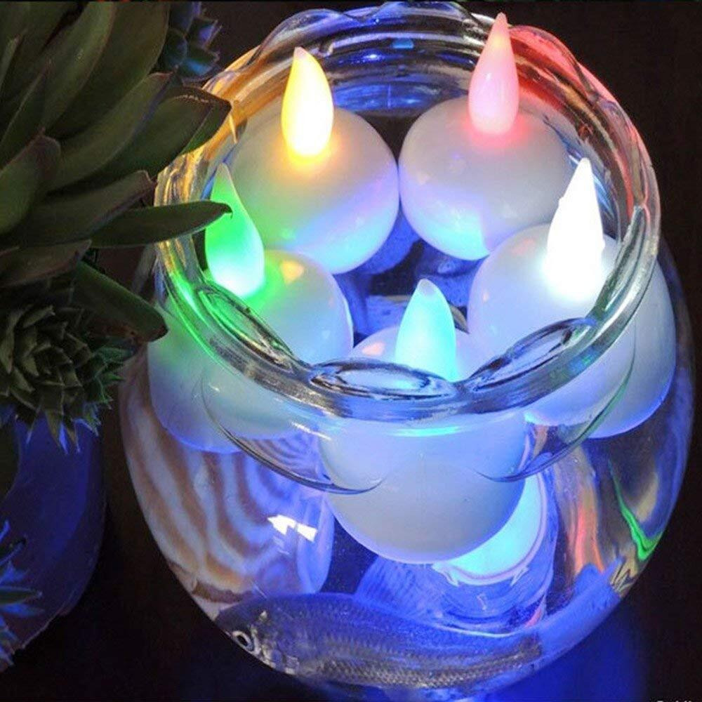 Khurana Decorative Set Of 12 PCS LED Floating Tea Light Candles Or Diya - Longer Last & Much Safer - Elegant Flickering Color Changing for Diwali Festival / Home Dcor [ Float on Water / Waterproof & Flameless ]