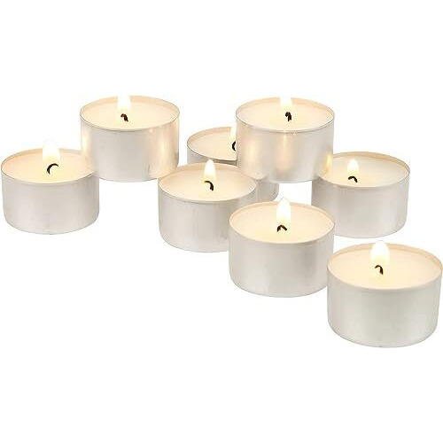 AMBLIC Tea Lights Candles Wax Unscented Long Time 8-9 Hours Burning Tea Lights Candles Diya for Diwali,Home-Decor,SPA,Festival,Wedding Receptions,Birthday, Celebrations Party, More (Pack of 100)