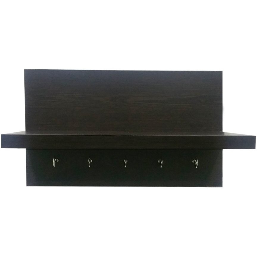 A10SHOP Omega 6 Wooden Wall Decor Shelves with Key Hooks (Wenge)