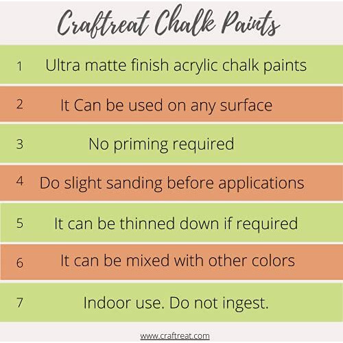 CrafTreat Matte Acrylic Multi Surface Chalk Paint for Wood Furniture, Wall, Home Decor, Glass, DIY Craft (Peach, Cantaloupe Crush, 60ml Each) - Pack of 2