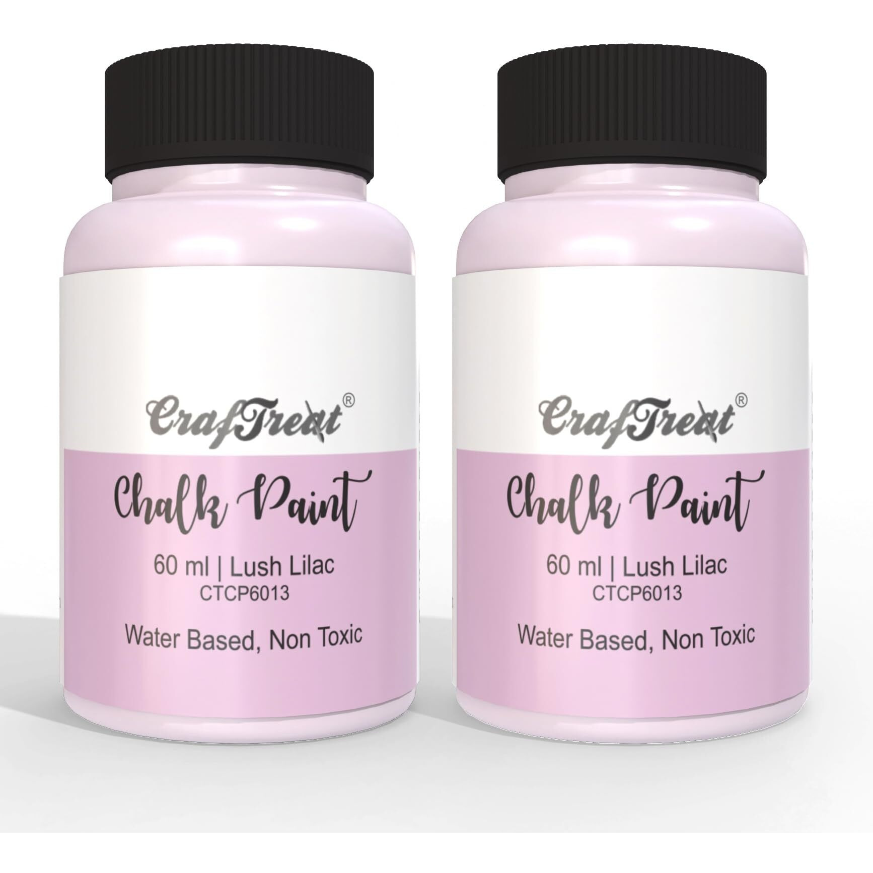 CrafTreat Lush Lilac - Chalk Paint for Wood Furniture, Wall, Home Decor, Glass, DIY Craft - Matte Acrylic Multi Surface Paint- 60ml Each | Pack of 2