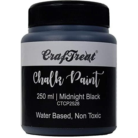 CrafTreat Midnight Black - Chalk Paint for Wood Furniture, Wall, Home Decor, Glass, DIY Craft - Matte Acrylic Multi Surface Paint - 250 ML