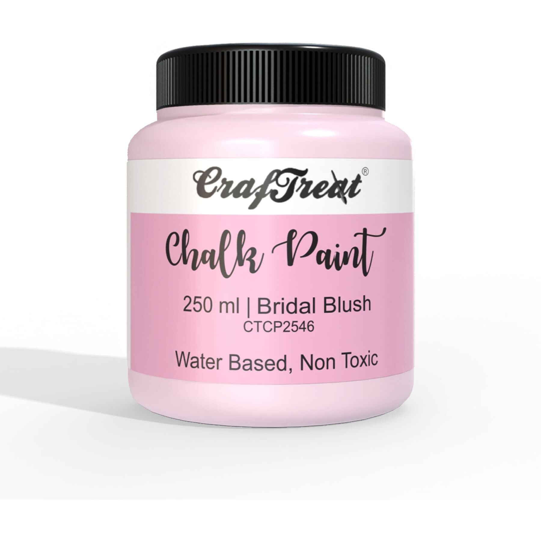 CrafTreat Bridal Blush - Chalk Paint for Wood Furniture, Wall, Home Decor, Glass, DIY Craft - Matte Acrylic Multi Surface Paint - Chalk Paint Pink - 250 Ml