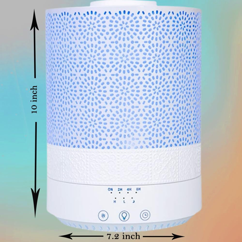 BlueHills 2500 ML XL Essential Oil Diffuser Aroma Humidifier with Timer for Large Home Decor Baby Rooms Big Huge 2.5 L Capacity Long Run Color Changing Lights Decorative Design High Mist White- F002