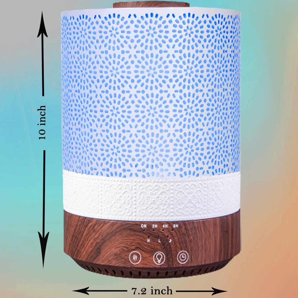 BlueHills 2500 ML XL Essential Oil Diffuser for Large Room Aroma Humidifier Home Decor Bed Baby Room Big Huge 2.5 L Capacity Long Run Color Lights Decorative Design High Mist Dark Wood Grain F004