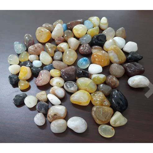 Schmick 1 Kg Mixed Onyx Pebbles Stones for Decoration, Table, and Home Decor (1 Kg, Mixed Onyx)