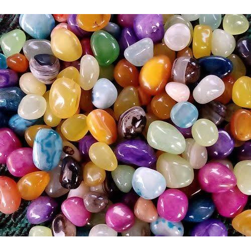 Schmick 1 Kg Mixed Onyx Pebbles Stones for Decoration, Table, and Home Decor (1 Kg, Mixed Onyx)