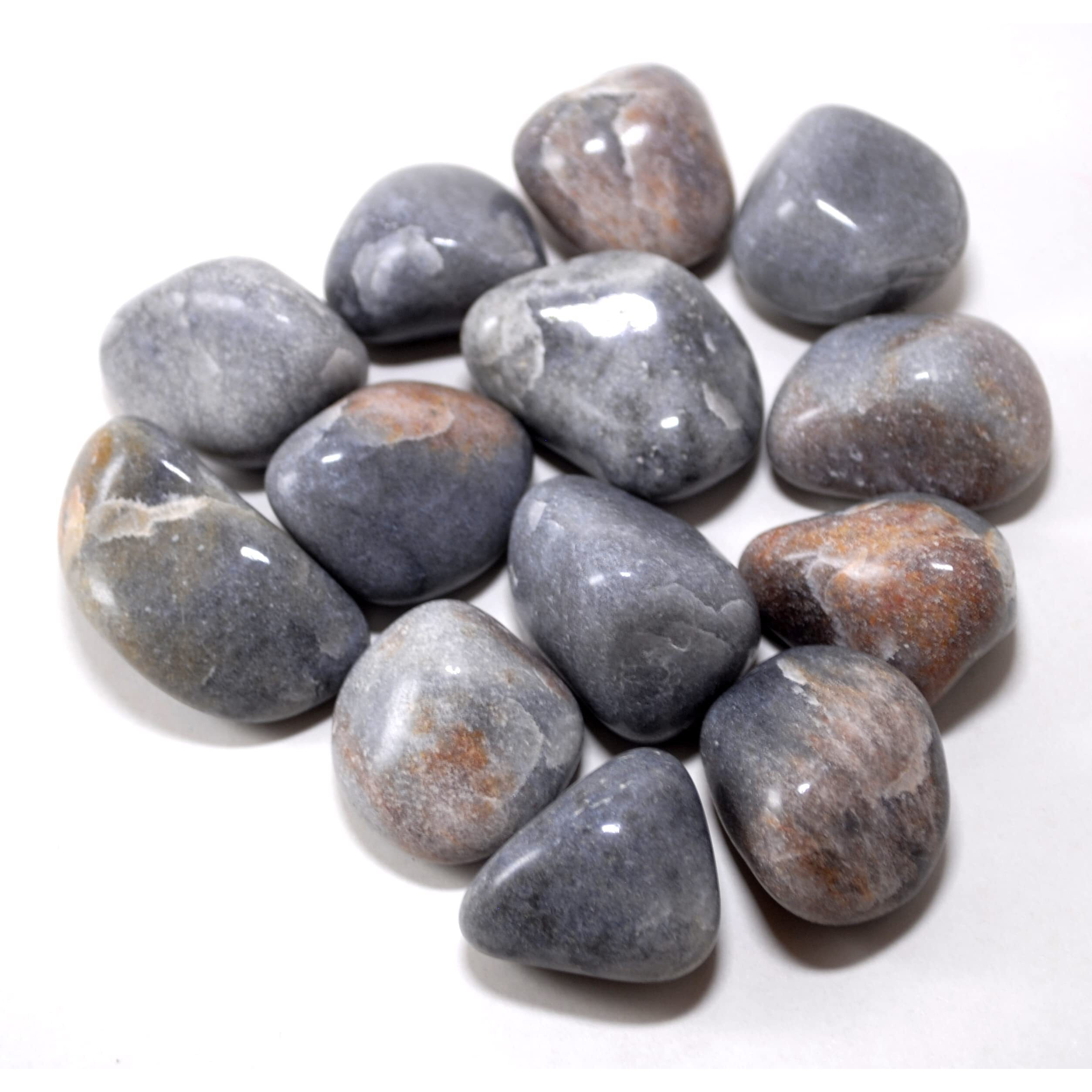 Schmick 2 Kg Grey Pebbles Stones for Plants Pots, Decoration, Aquarium Fish Tank, Fountain, Table and Home Decor - Decorative Stones and Pebbles (2 Kg, Grey Tumble)