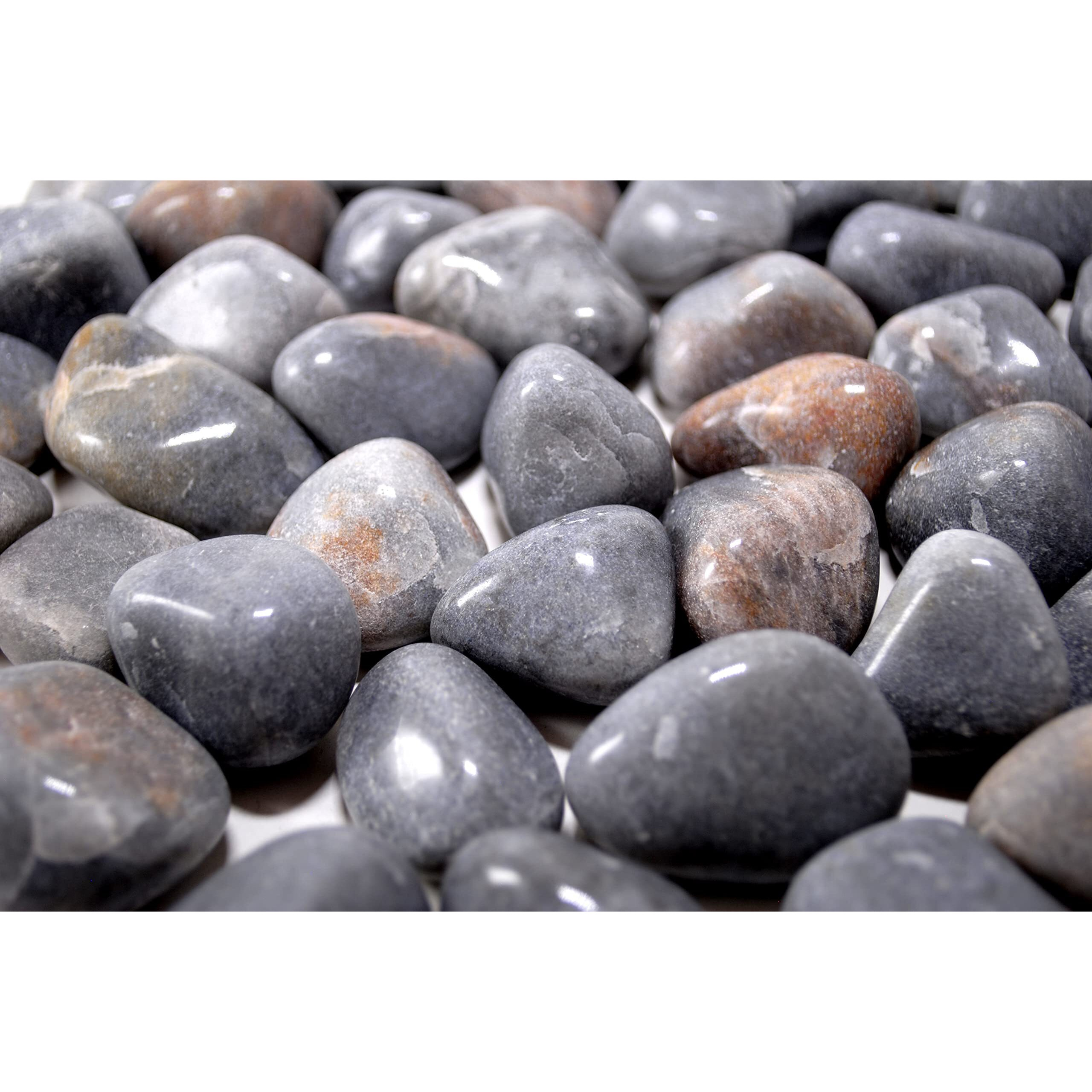 Schmick 2 Kg Grey Pebbles Stones for Plants Pots, Decoration, Aquarium Fish Tank, Fountain, Table and Home Decor - Decorative Stones and Pebbles (2 Kg, Grey Tumble)