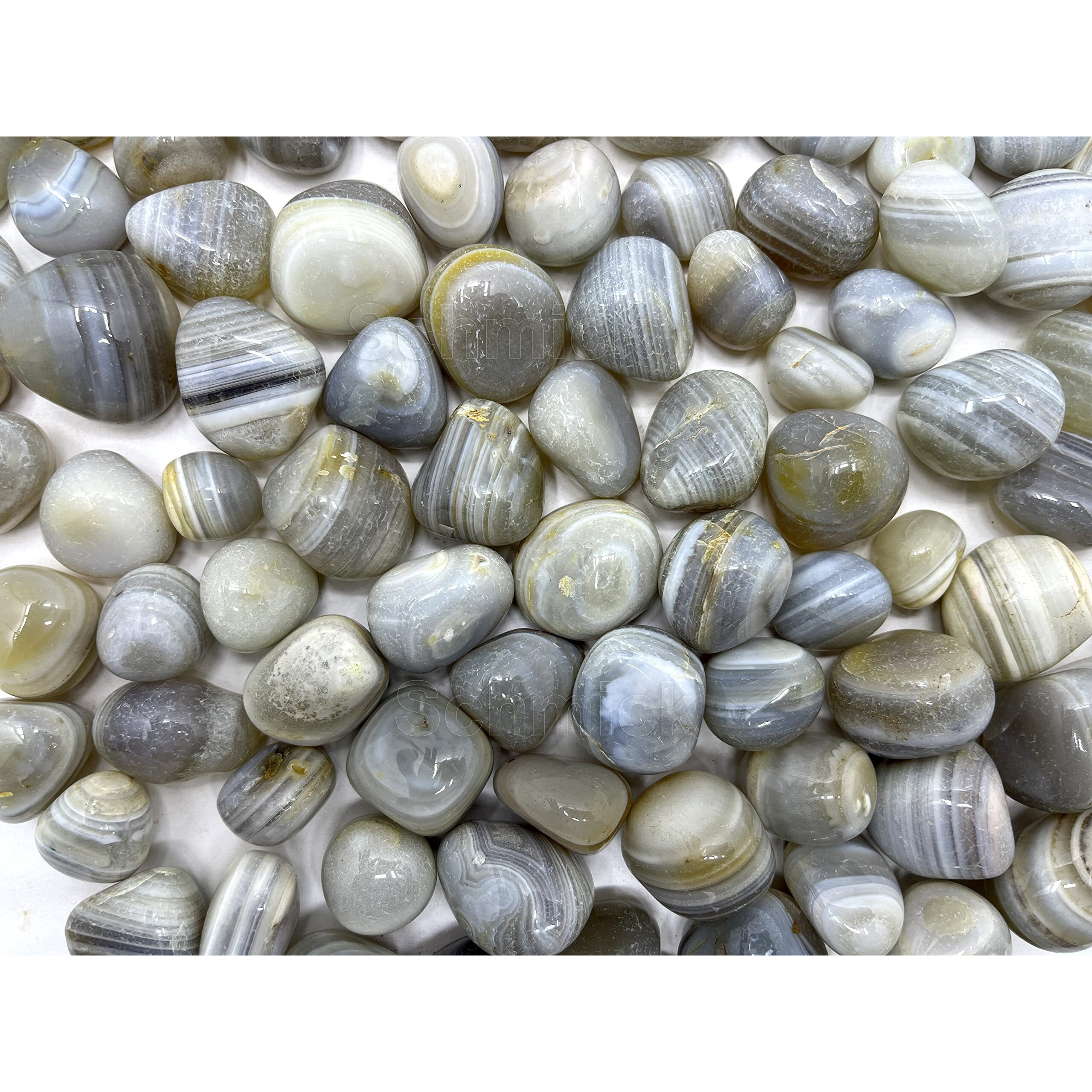 Schmick 2 Kg Natural Banded Pebbles Stones for Plants Pots, Fish Tank Aquarium, Decoration, Table and Home Decor, Vase Fillers (2 Kg, Natural Banded)