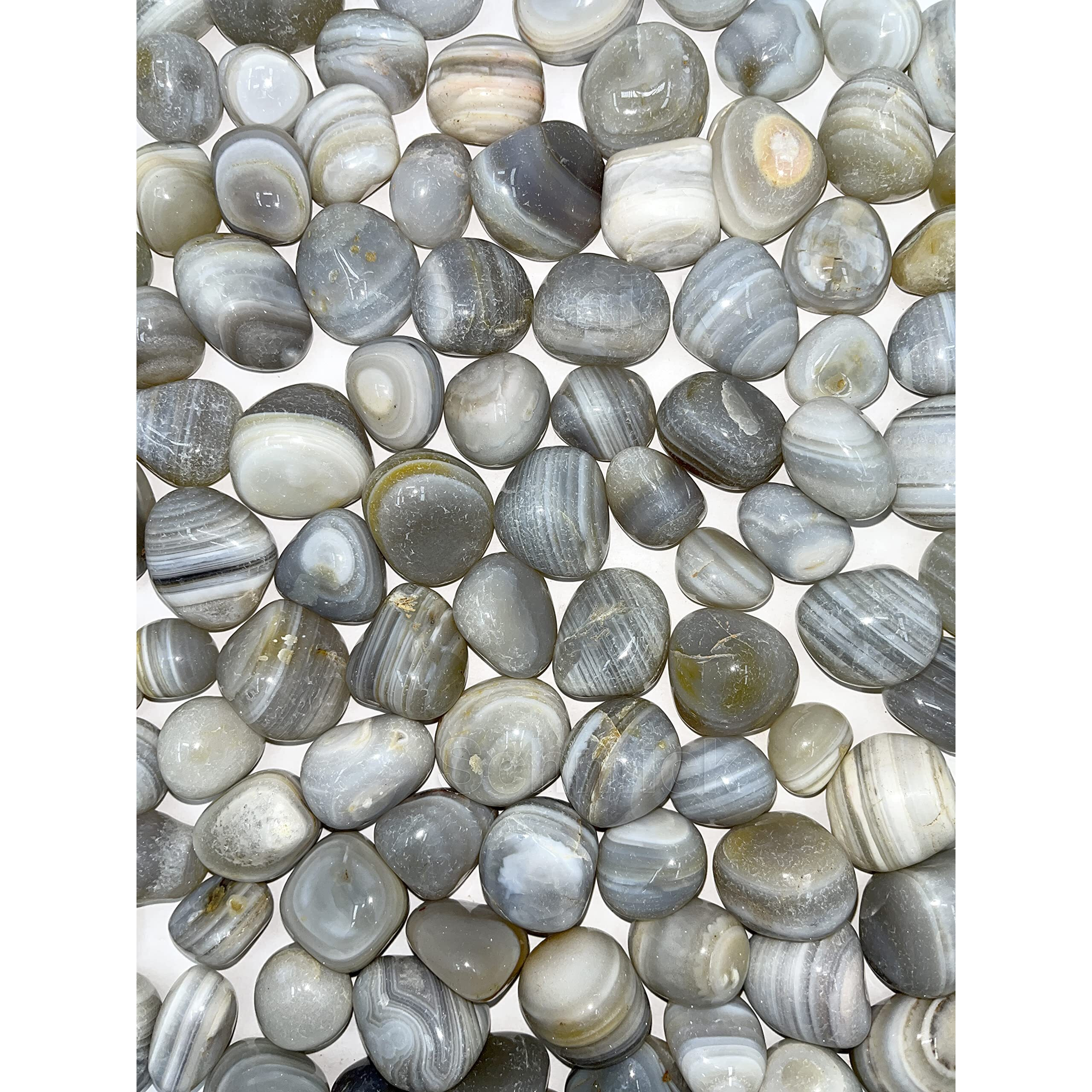 Schmick 2 Kg Natural Banded Pebbles Stones for Plants Pots, Fish Tank Aquarium, Decoration, Table and Home Decor, Vase Fillers (2 Kg, Natural Banded)