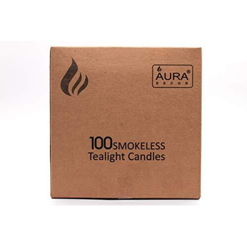 AuraDecor White Tealight Candle, Smokeless No Residue Burn Upto 3 Hour, Unscented T Light Candle for Home Decor (Set of 100 (White), Standard)