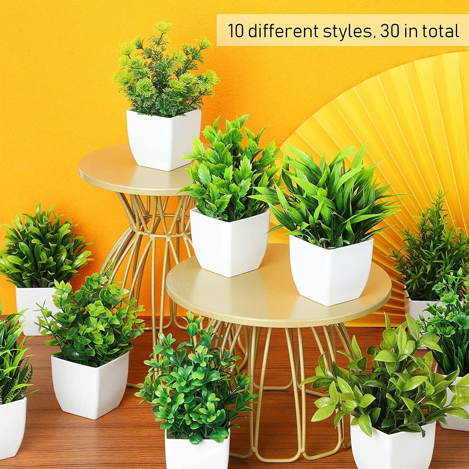 Dekorly Artificial Potted Plants, 30 Pack Artificial Plastic Eucalyptus Plants Small Indoor Potted Houseplants, Small Faux Plants for Home Decor Bathroom Office Farmhouse (SET 0F 30)