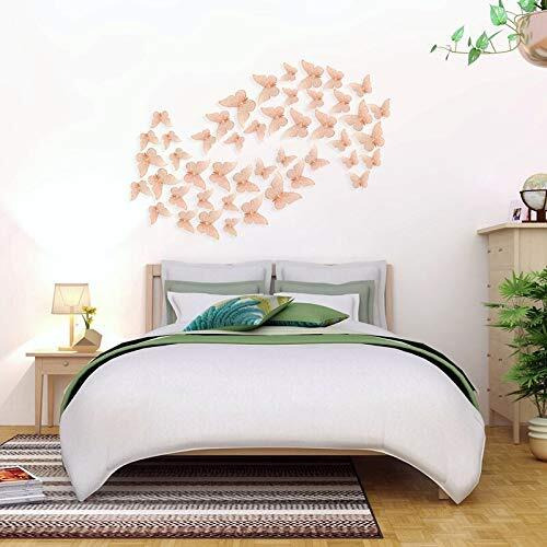 Xtore  Congealed Paper Metallic Finish Home Decor 3D Butterfly with Sticking Pads (Rose Gold) -Set of 12 Pcs