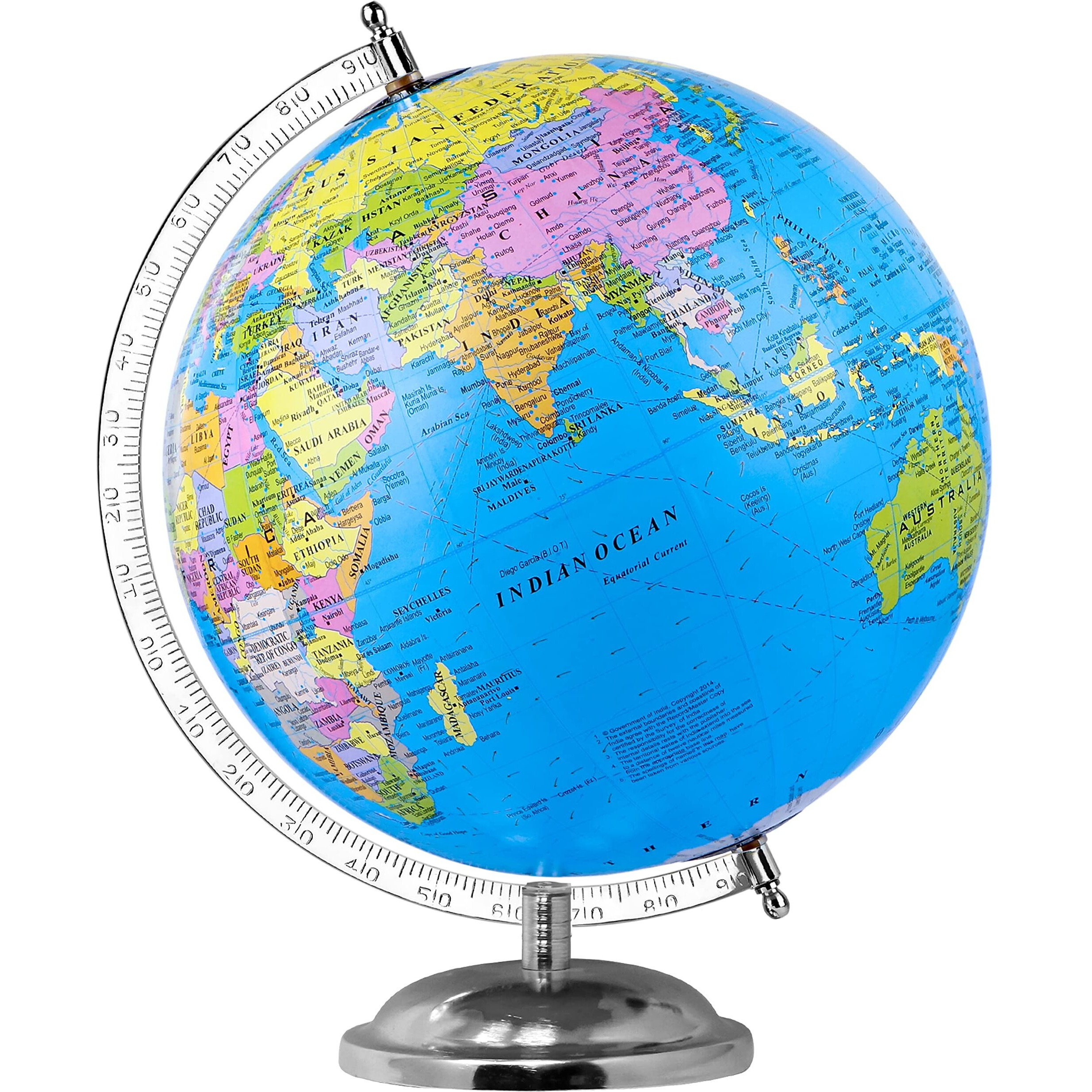 Zest 4 Toyz Globe For Student Kids Learning Educational World Globe 10 Inches Height Metal Base Globe For Home Decor & Office Table