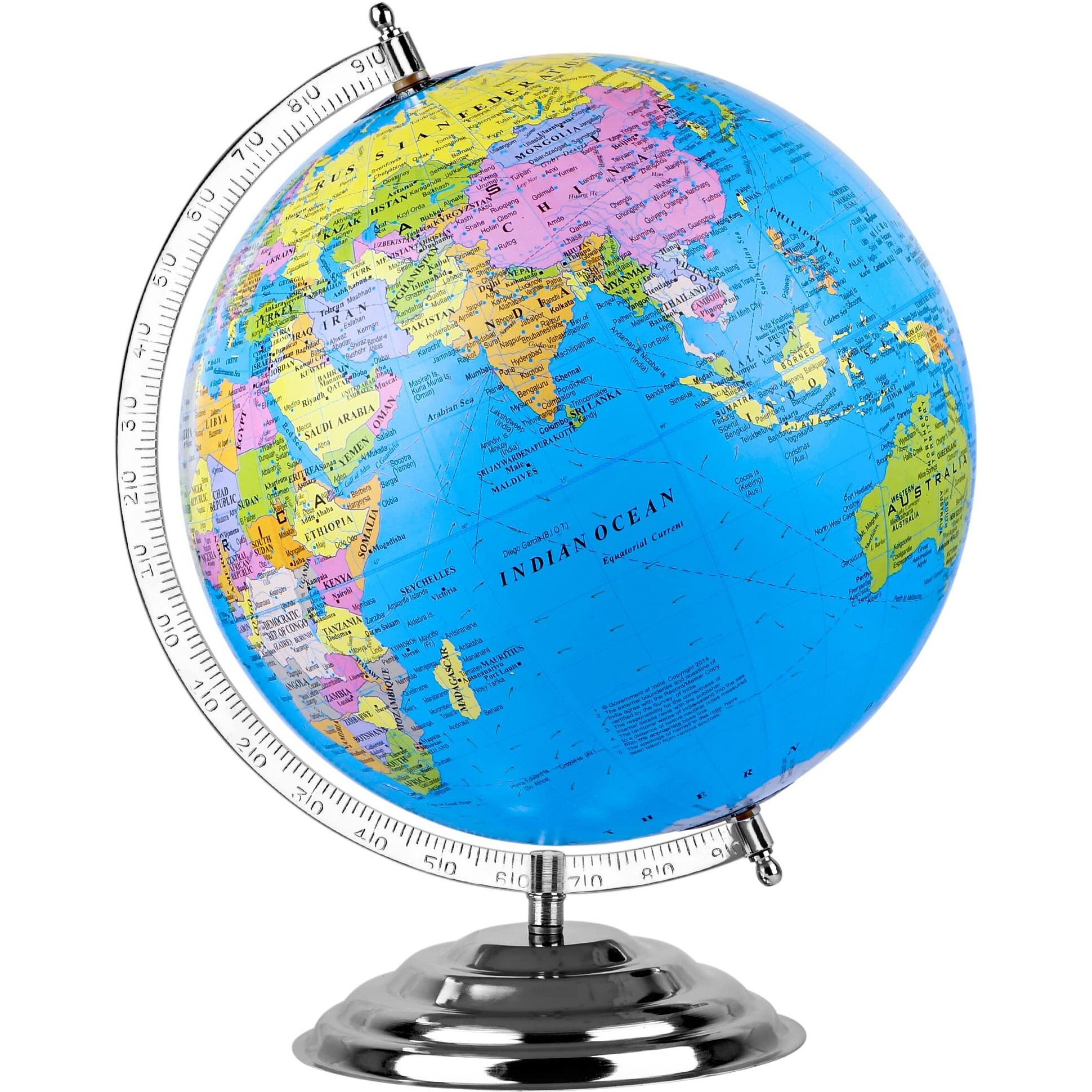 zest 4 toyz Globe Educational 15 Inches Height Metal Base Globe Home Decor World Globe Office Decor Gift Item Show Piece