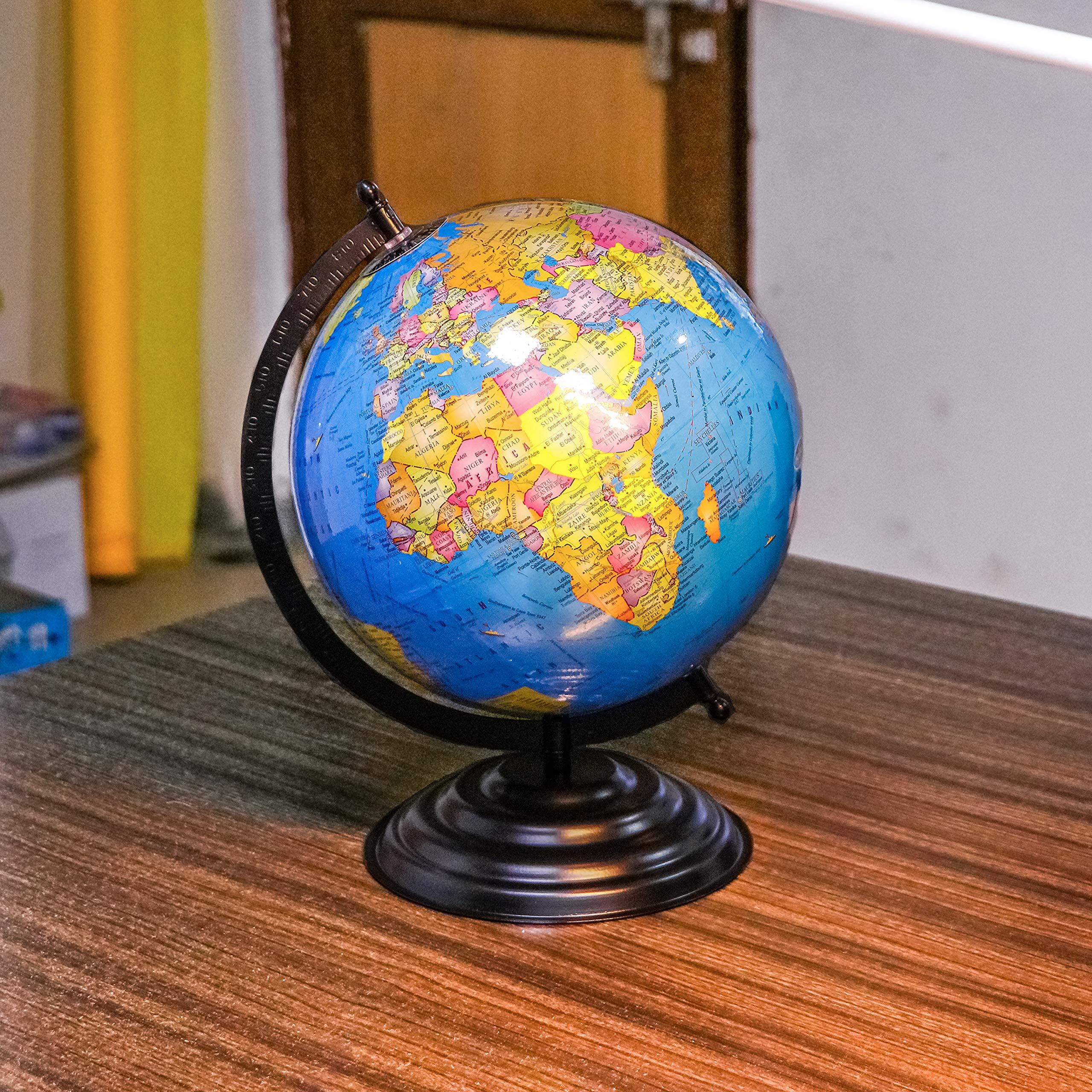 zest 4 toyz Globe Educational 10 Inches Height Metal Black Base Globe Home Decor World Globe Office Decor Gift Item Show Piece