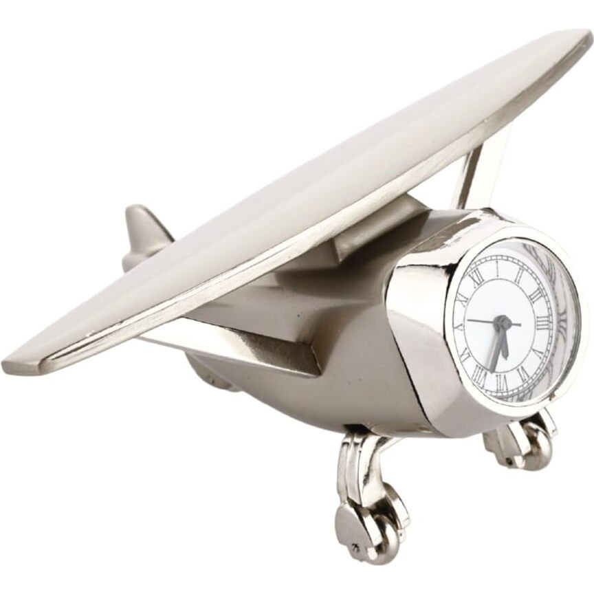 ZAHEPA Aeroplane Miniature Table Clock, Stylish Analog Desk Clock & Paper Weight, Manual Adjustment, Easy Battery Replacement, Ideal for Students & Kids Bedroom, Vintage Decor for Home & Office