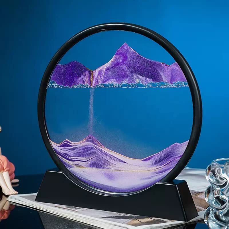 CPENSUS Moving Sand Art Picture Glass Liquid Painting 3D Natural Landscape showpieces for Home Decor Antique Gifts for Kids Office Desktop Decoration Desk Table Decorative Items