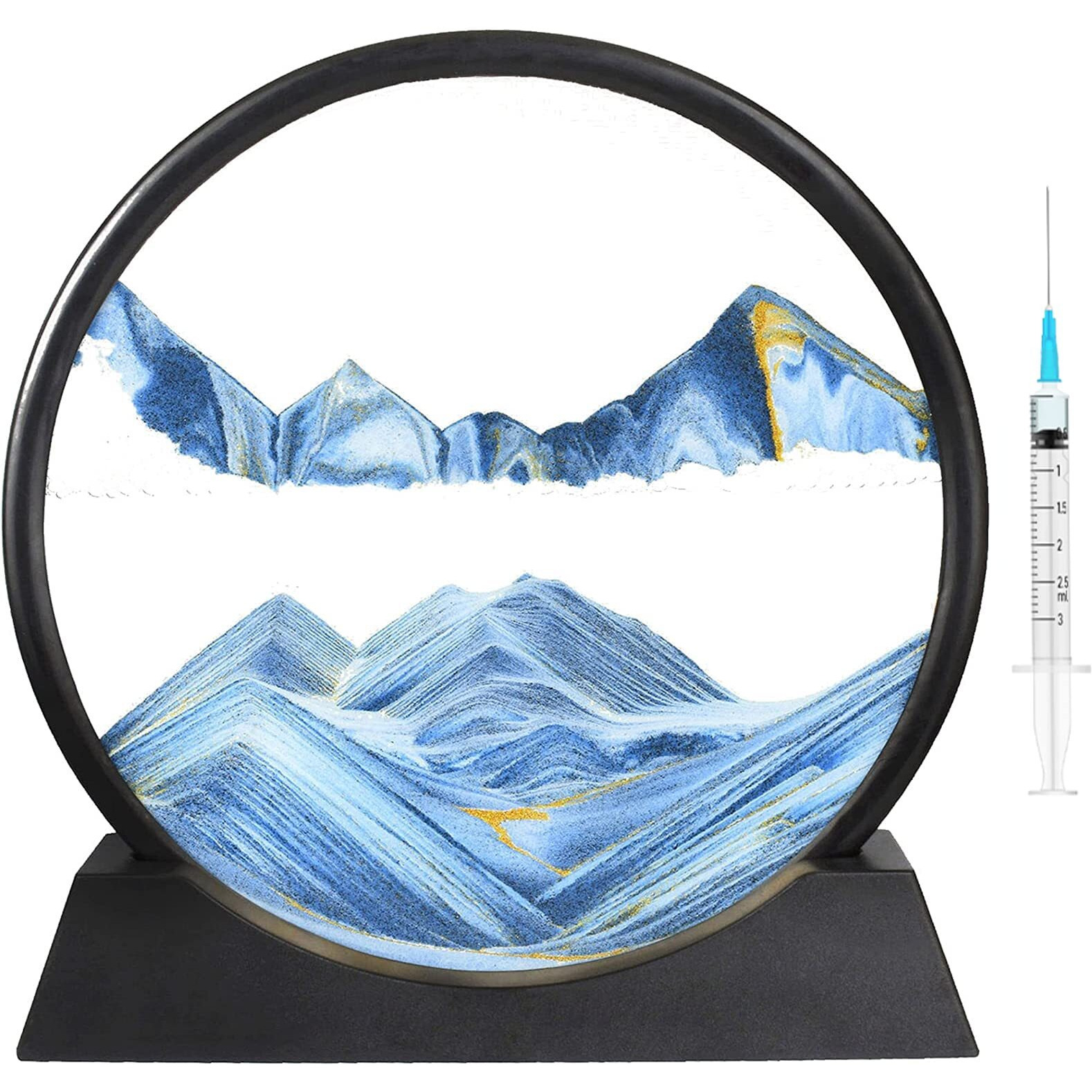 CPENSUS Moving Sand Art Picture Glass Liquid Painting 3D Natural Landscape showpieces for Home Decor Antique Gifts for Kids Office Desktop Decoration Desk Table Decorative Items