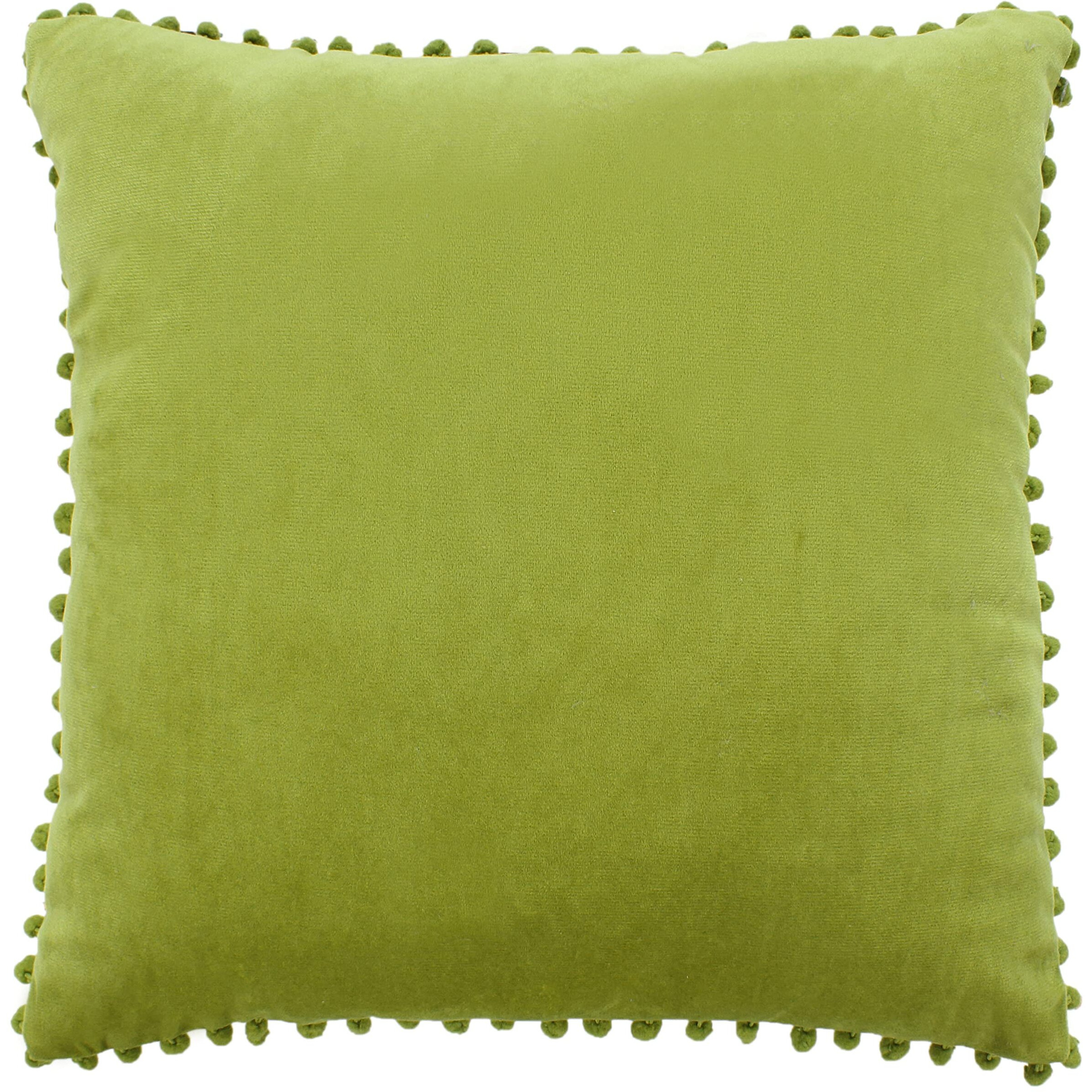 Amazon Brand  Umi Velvet Pompom Cushion Cover 22x22 Inch - Set of 2 Large Square Throw Pillow Covers for Sofa Living Room or Home Decor in Green Color