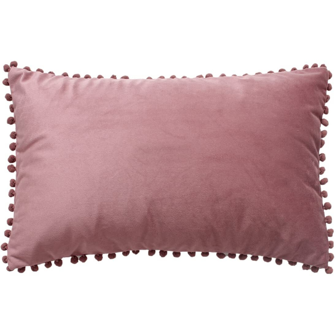 Amazon Brand  Umi Velvet Pompom Cushion Cover 12x20 Inch - Set of 2 Large Square Throw Pillow Covers for Sofa Living Room or Home Decor in Blush Color