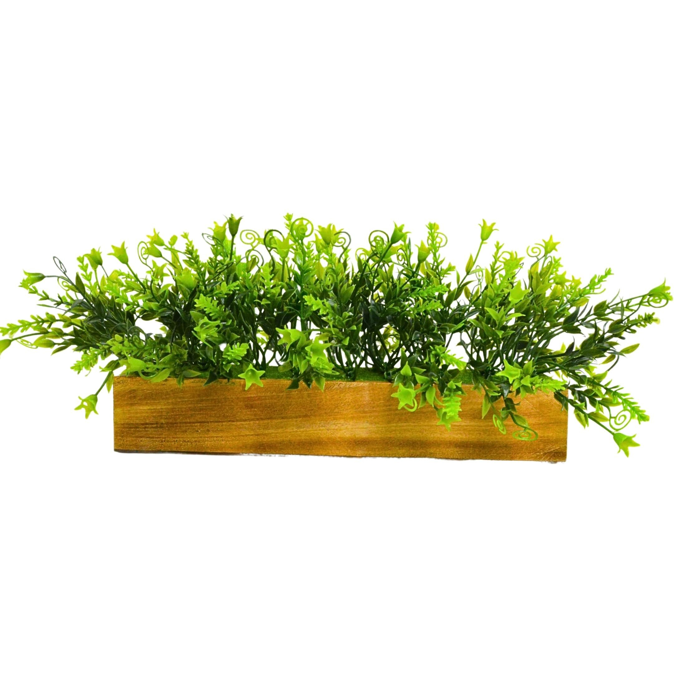 fancymart Artificial Gardenia Plant Bunch in Wood Planter, Home and Office Decor Plants for Decoration, Realistic Green Decorative for Interior, Living Room, Office Desk -8134