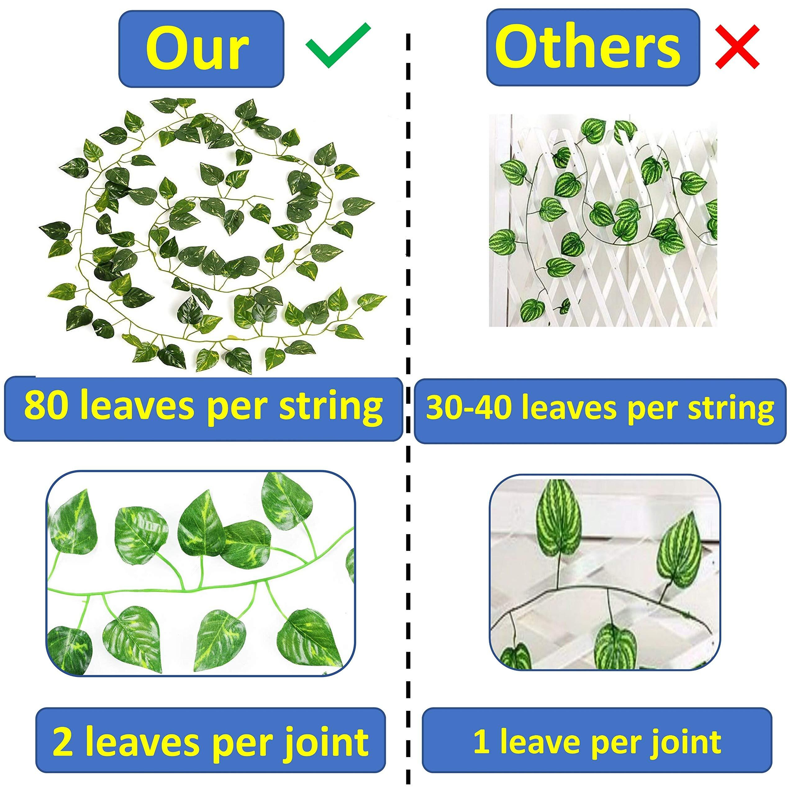 Tdas Artificial Plants Leaves Ivy Garlands Plant Greenery Hanging Vine Creeper Home Decor Door Wall Balcony Decoration Party Festival Craft, 80 Leaves(6 pcs, Vine)