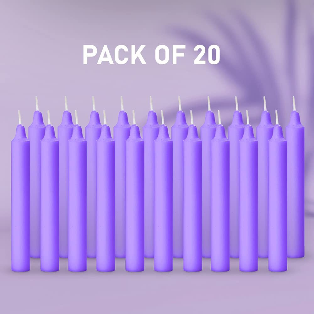 Aura Decor Unscented Pure Wax Stick Candle Pack of 20 (Purple)