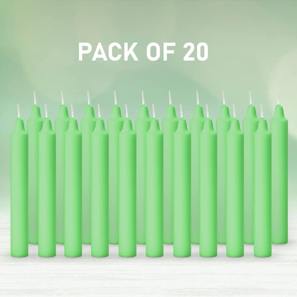 Aura Decor Unscented Pure Wax Stick Candle Pack of 20 (Green)