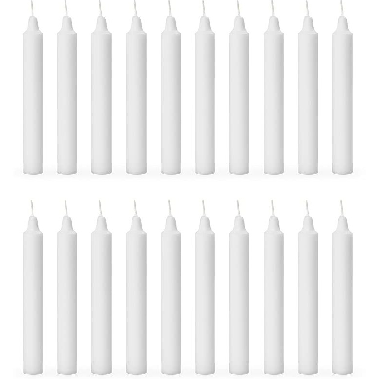 Aura Decor Unscented Pure Wax Stick Candle Pack of 20 (White)