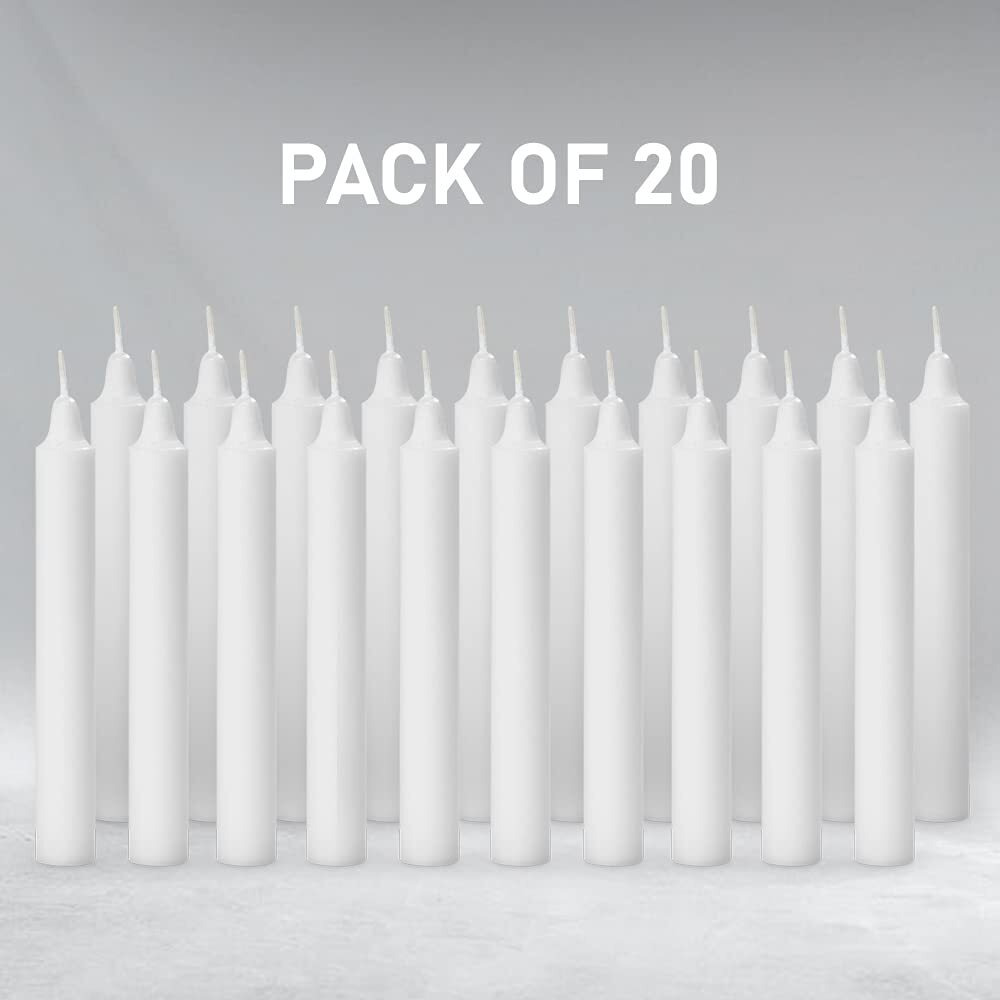 Aura Decor Unscented Pure Wax Stick Candle Pack of 20 (White)