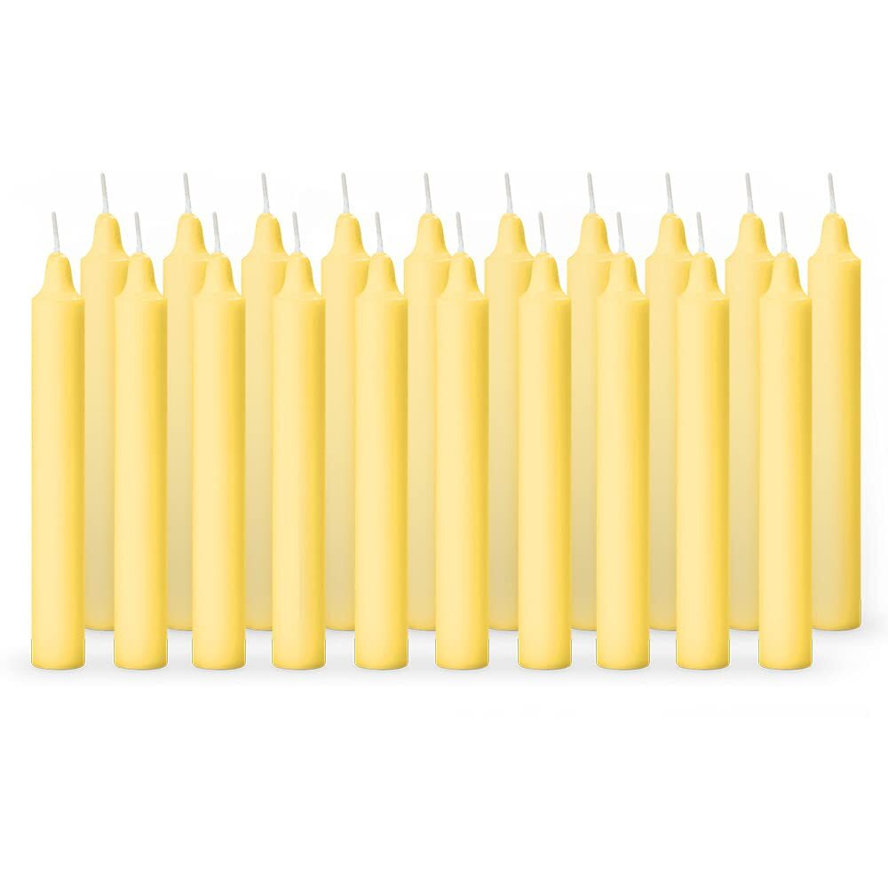 Aura Decor Unscented Pure Wax Stick Candle Pack of 20 (Yellow)