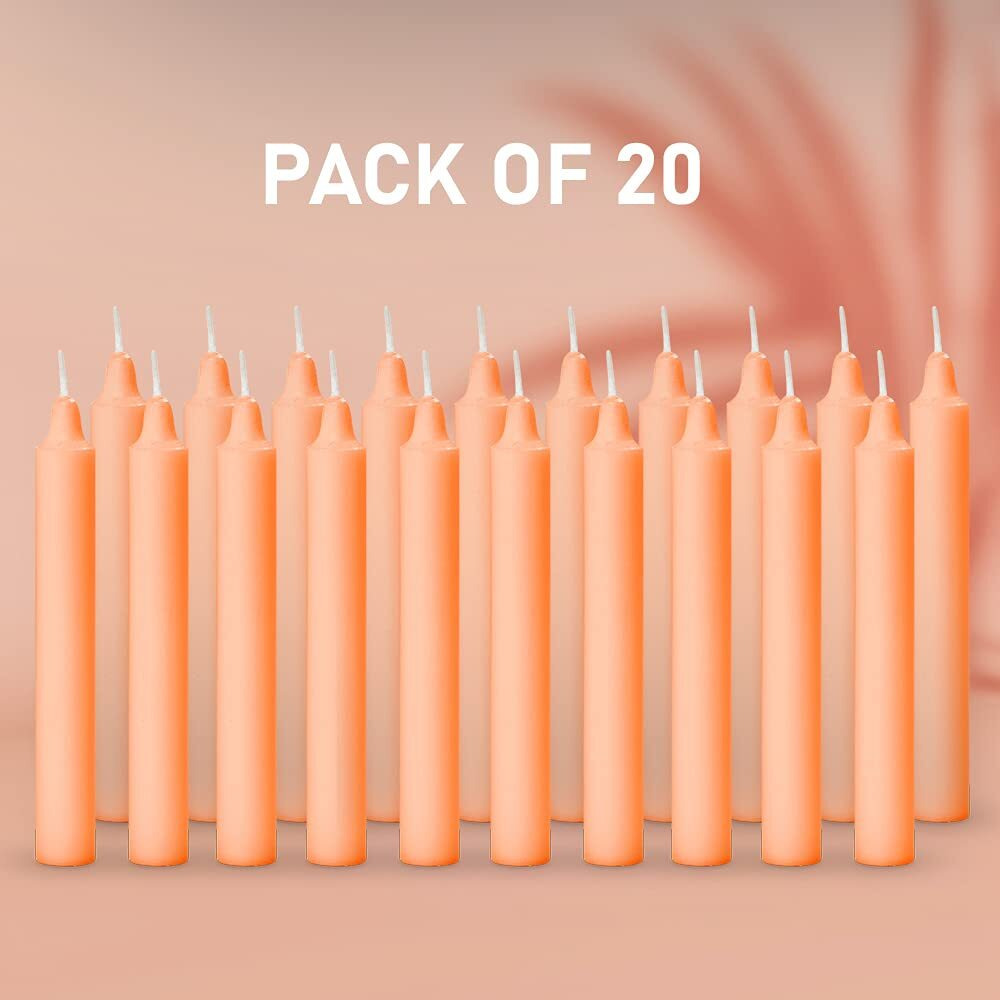 Aura Decor Unscented Pure Wax Stick Candle Pack of 20 (Orange)