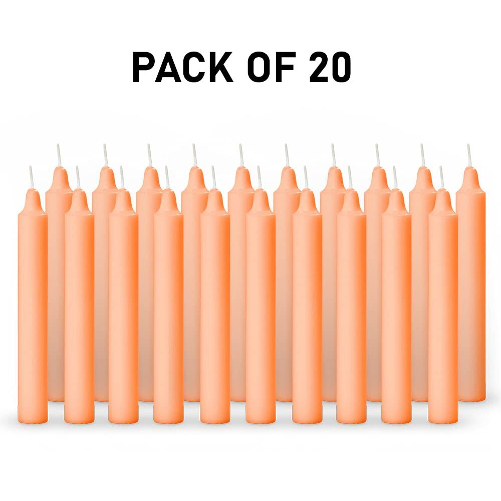 Aura Decor Unscented Pure Wax Stick Candle Pack of 20 (Orange)