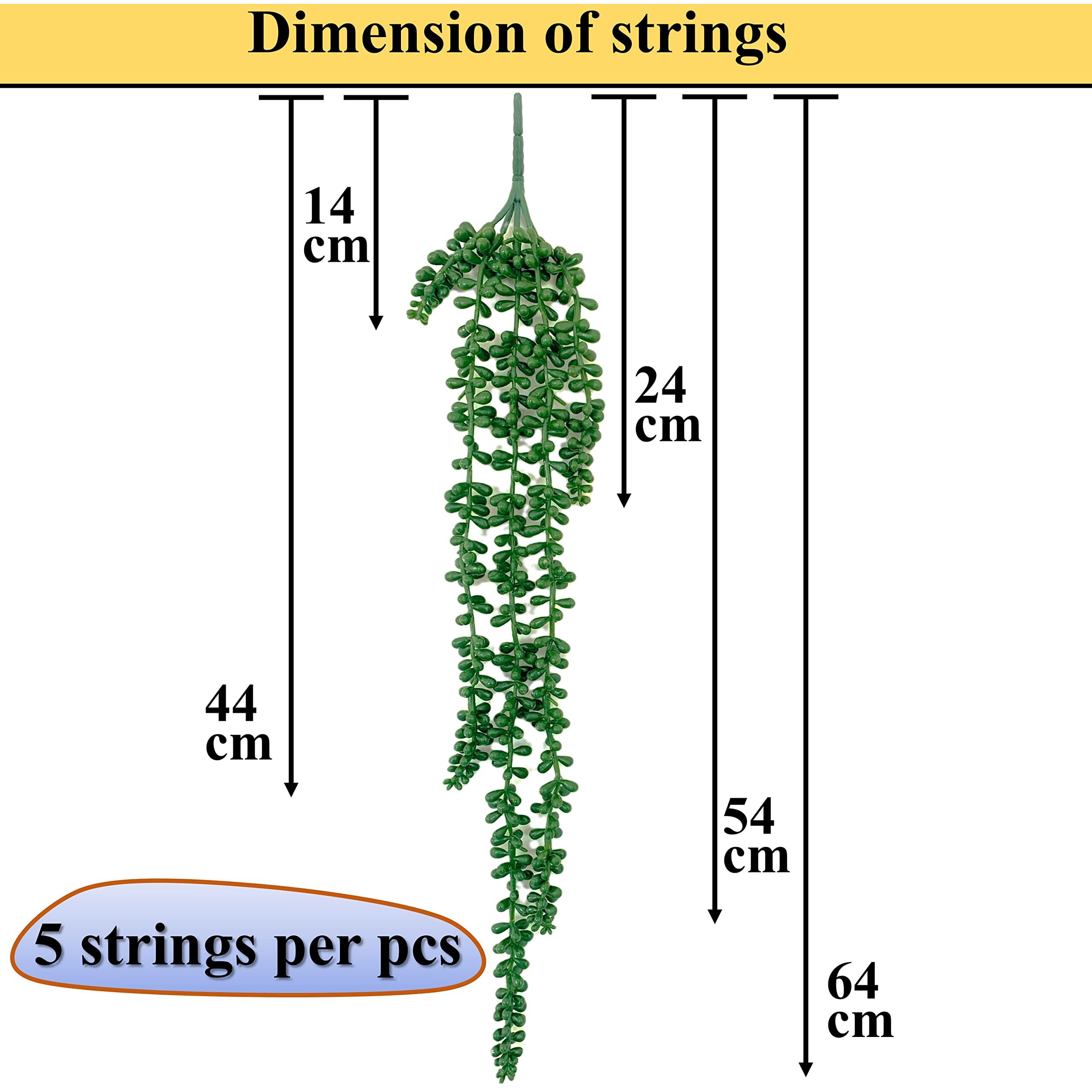 Tdas Artificial Succulent Plants Flowers Hanging Home Decor Items Plant Leaves For Living Room Hall Decorative Decoration Office (2-Pieces Hanging Set)( Green, Pack Of 2.)