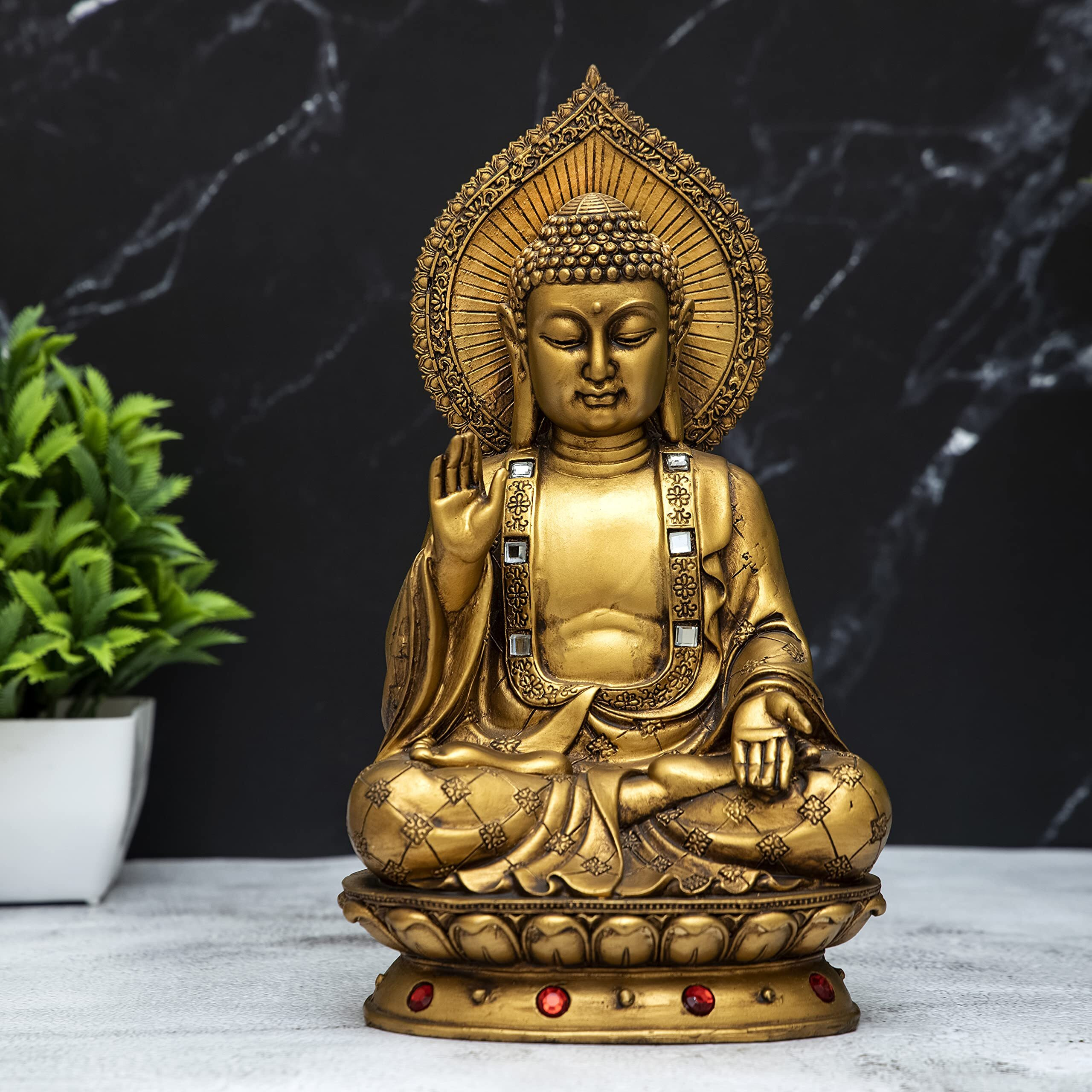 Global Grabbers new sitting buddha statue showpiece idol home decor items for living room and gifts-GOL4-DB1