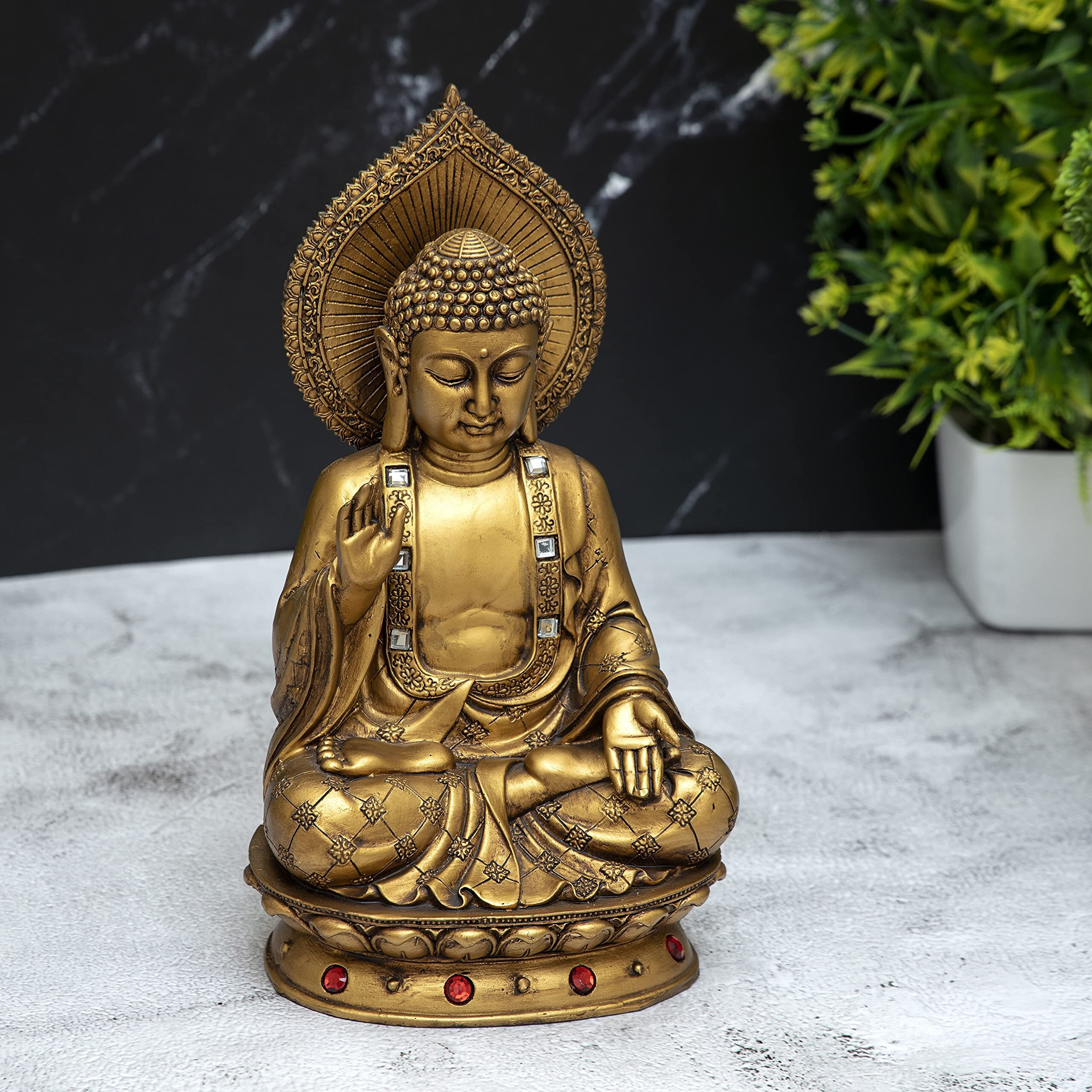 Global Grabbers new sitting buddha statue showpiece idol home decor items for living room and gifts-GOL4-DB1