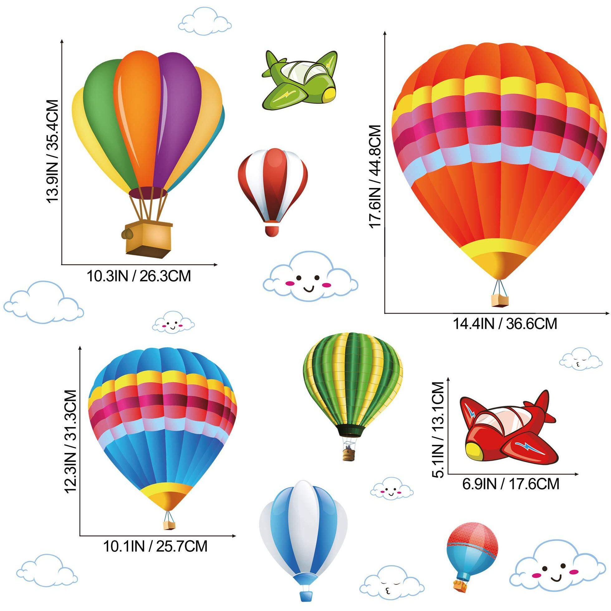 Amaonm Removable Creative 3D Hot air Balloon Aircraft and Smile Clouds Wall Decals Kids room Wall Decorations art Decor Stickers Nursery Decor 3D art Decal Bedroom Bathroom Sticker