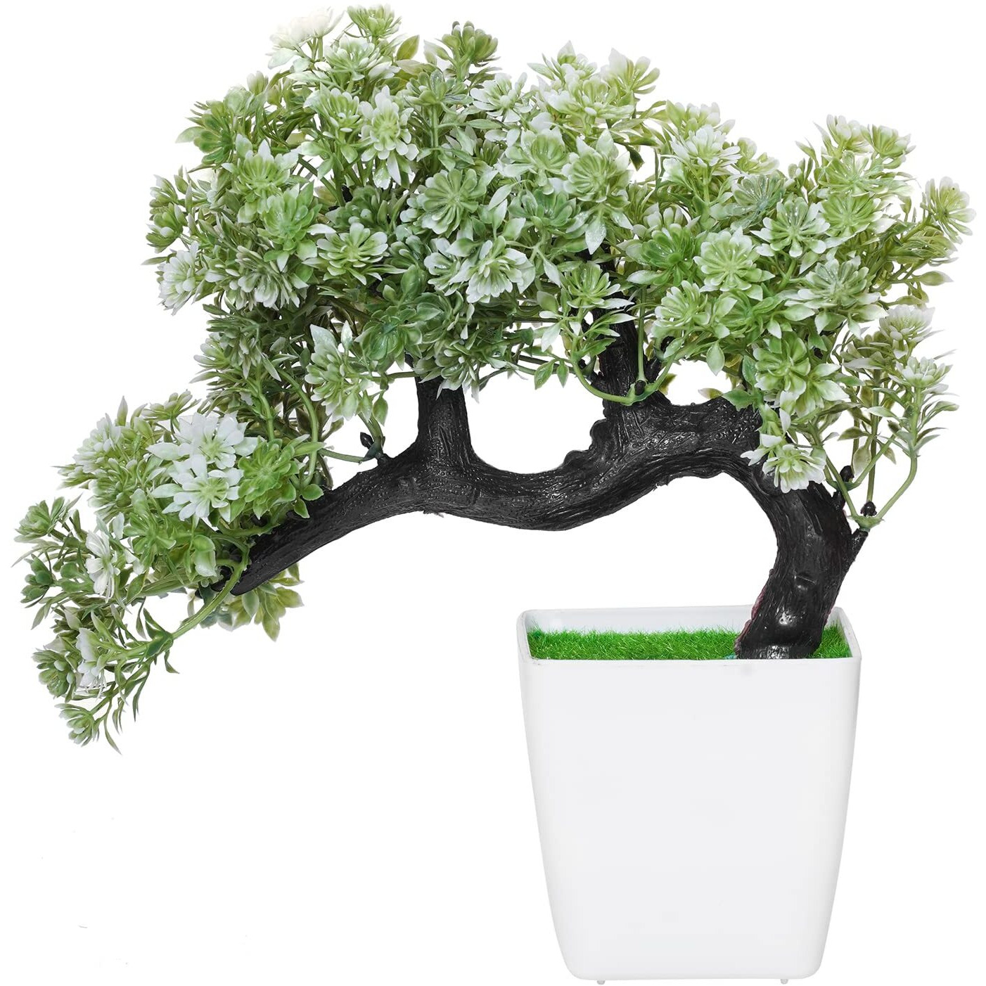 Dekorly Artificial Colourful Wild Bonsai Plants for Home Decor | Artificial Plants Outdoor, Plastic Plants for Home Office Desk Bathroom Bedroom (White)