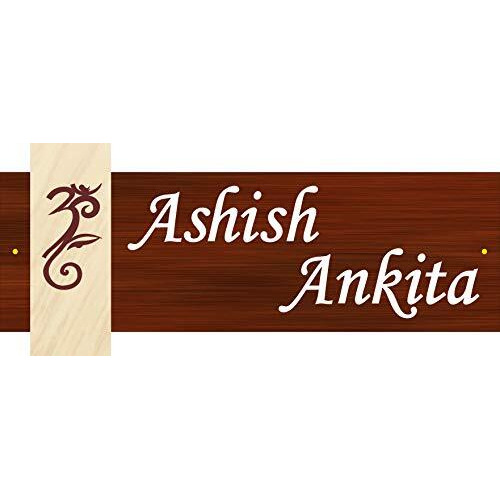 SANGAM AD Aluminium Composite Penal Ashish Ankita Personalized Nameplate for Home Decor (Brown, Length 12 x Height 5 x Width 0.3-inch