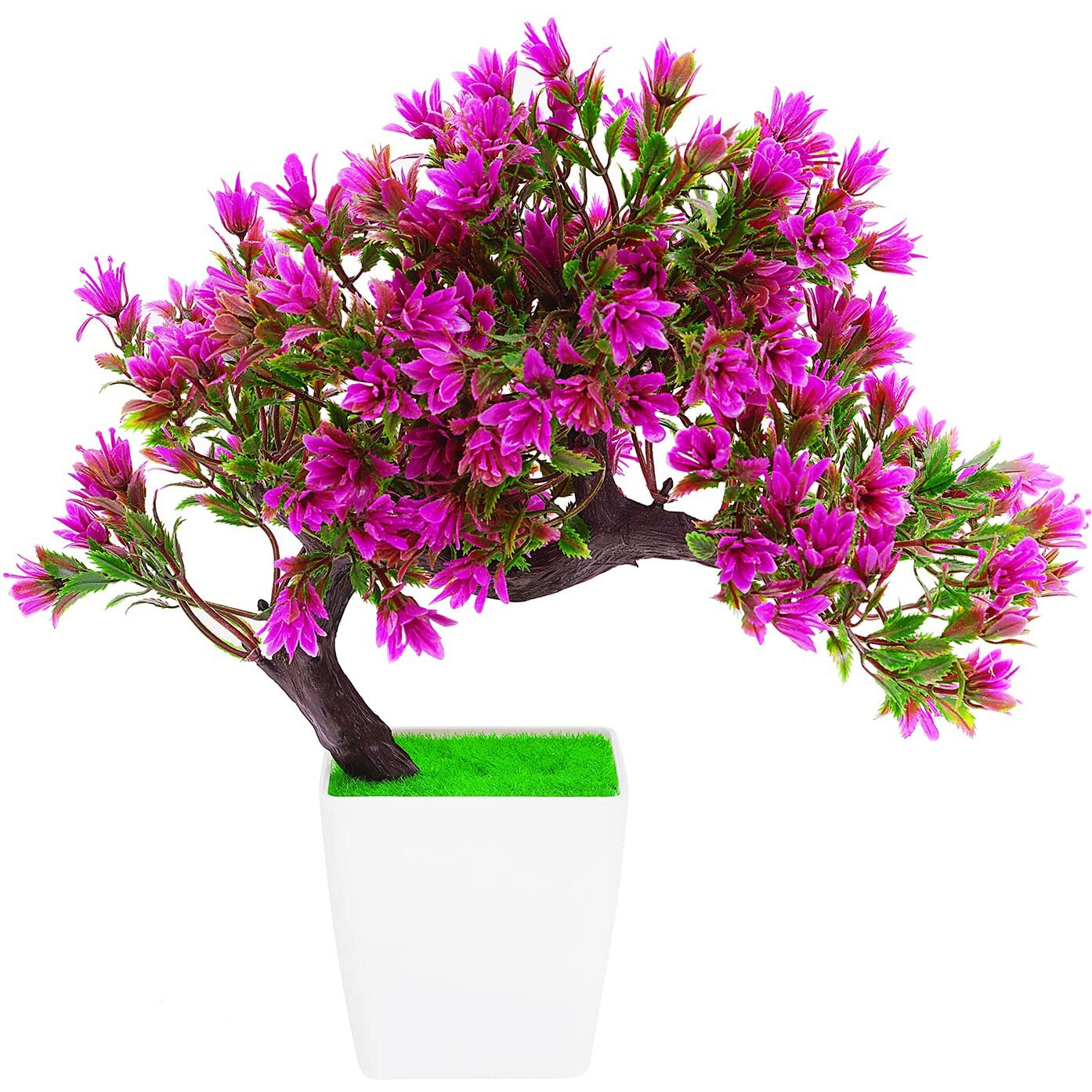 Dekorly Artificial Colourful Wild Bonsai Plants for Home Decor | Artificial Plants Outdoor, Plastic Plants for Home Office Desk Bathroom Bedroom (Rani)